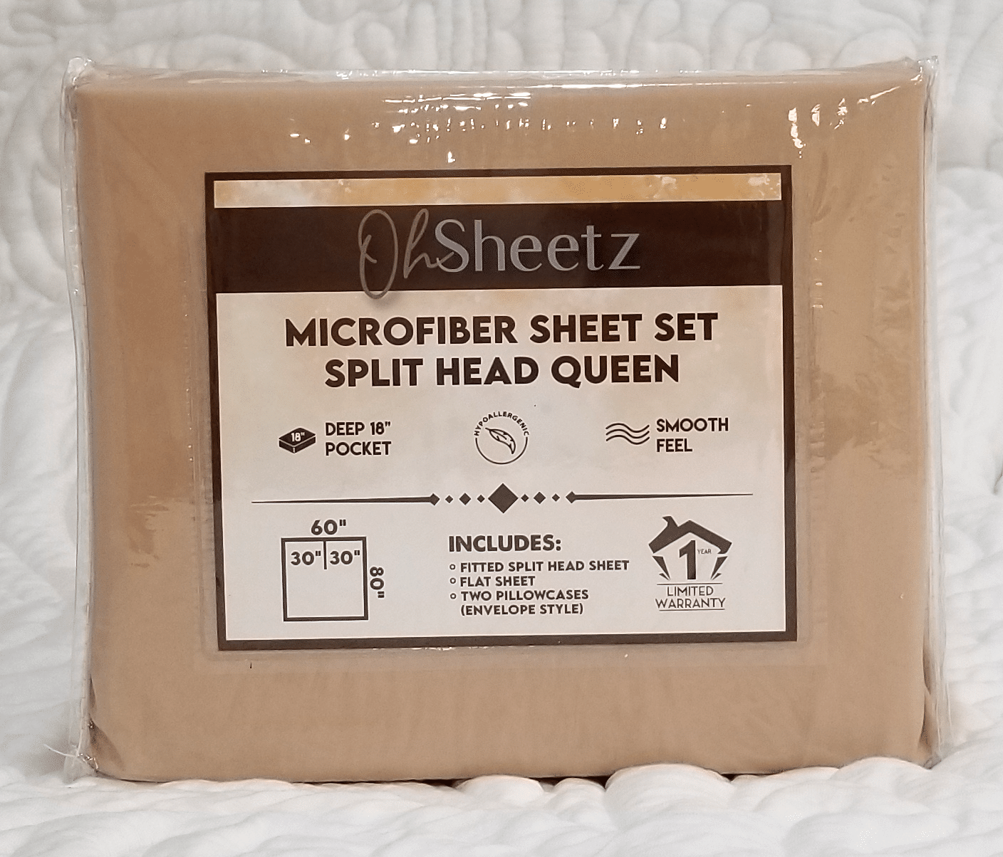 Greige Complete Sheet Sets | The Original PeachSkinSheets Split Head